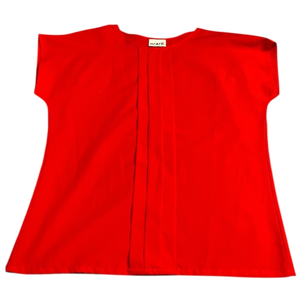 Red Cap Sleeve Blouse with Relaxed Fit